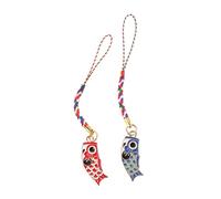 SEWACC 2pcs Japanese Style Carp Streamer Pendant Red Blue Charms Cell Phone Lanyard Accessories for Bags Keychains Backpacks Creative Hanging Decor Symbols of Fortune