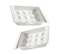 SEWACC 2Pcs Large Capacity Refrigerator Egg Storage Box with 12-Grids Plastic Organizer Tray for Preventing Eggs from Being Crushed and Keeping Fresh in Kitchen Fridge