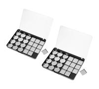 SEWACC 2pcs Magnetic Empty Eyeshadow Palette Set 24-Slot Black Makeup Tray DIY Cosmetic Organizer for Eyeshadow Pans, Portable Storage for Professional Makeup Use