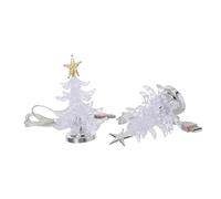 SEWACC 2pcs Mini Acrylic Christmas Tree Lights with Color Changing LED Soft Glow Tabletop Holiday Decoration for Bedroom Office Desk USB Powered Festive Centerpiece