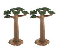 SEWACC 2pcs Mini Baobab Tree Model Ornaments, Train Scenery Architecture Fake Trees Plant Models for Diy Landscape Accessories, Home Desktop Decoration