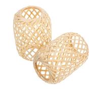 SEWACC 2PCS Mini Woven Bamboo Lamp Shades Rustic Vintage Pendant Light Covers for Bedroom Decor Soft Nighttime Illumination Handcrafted Lantern Ceiling Fan Bulb Cover