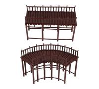 SEWACC 2pcs Miniature Asian Architectural Models N Scale Pavilion Corridor and Curved Elevated Bridge Miniature Buildings for Garden and Village Decor