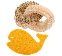 SEWACC 2Pcs Natural Loofah Pet Chew for Rabbits Hamsters Chinchillas and Guinea Pigs - Small Animal Teeth Cleaning Set for Bunny and Ferret Dental Care