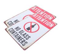 SEWACC 2pcs No Glass Container Allowed Sign for Pool and Beach Weather Resistant Iron Safety Warning Sign with Effortless Installation for High Traffic Areas and Outdoor Events