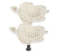 SEWACC 2pcs Ocean Theme Cast Iron Furniture Knobs Coastal Drawer Pull Handles Retro White Turtle Design Durable Decorative Cabinet Hardware for Home