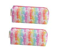SEWACC 2pcs Pencil Bag Large Capacity Storage Case for Girls Cartoon Design Bright Colors for School Supplies Stationery and Makeup Organization