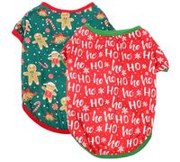 SEWACC 2Pcs Pet Christmas Costume Set for Small Dogs and Cats - Gingerbread Pattern Size L Xmas Funny Pet Clothes for Bichon Pomeranian