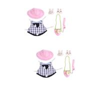 SEWACC 2pcs Pet Harness Vest Set for Hamster Bunny Guinea Pig Plaid Leash Costume with Soft Small Pet Accessories for Safe Outdoor Walks