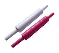 SEWACC 2pcs Plastic Embossed Dough Roller for Fondant Decorating and Cake Baking, White Multifunctional Decorating Roller Mold Easy to Use for in Kitchen Bread and Pizza