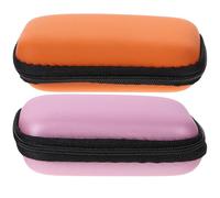 SEWACC 2Pcs Portable Hard Drive Case HDD Protective Box Hard Carrying Case Storage Organizer for Travel with Cable Compartment Orange and Pink