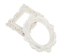 SEWACC 2PCS Premium Delicate Selfie Picture Frames for Desktop Vintage Pearl White Oval Square Photo Props for Home Office Decoration and Photography Background
