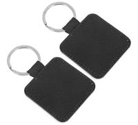 SEWACC 2pcs PU Leather Heart Keychain for Couples Double-side Sublimation Blanks DIY Keyring Blanks for Ornament Making and Crafting Stylish Black Accessories for Bags and Keys