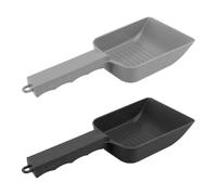 SEWACC 2pcs Reptile Sand Shovels with Fine Plastic Mesh Lizard Dung Sieves for Terrarium Cleaning Pet Supplies Corner Scoop Set in Black and Grey