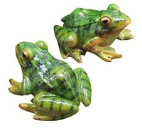 SEWACC 2pcs Resin Frog Figurines, Miniature Frog Statues Mini Cute Sculptures Funny Animal Garden Statues for Patio Yard Micro Landscape Fairy Garden Ornaments
