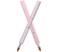 SEWACC 2pcs Retractable Double-Ended Nylon Lip Brush Set with Protective Cap, Portable Lipstick and Lip Gloss Applicator Makeup Tools for Women and Travel