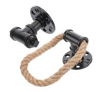 SEWACC 2Pcs Retro Style Small Hemp Rope Pull Handle Rings Black Iron Art Cabinet Pull Rings for Wardrobe Dresser Cupboard Rustic Door Hardware