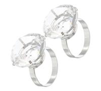 SEWACC 2pcs Rhinestone Wedding Rings Large Imitation Crystal Fake Engagement Rings for Women Wedding Props Bridal Jewelry Accessories Transparent