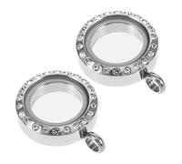SEWACC 2pcs Round Locket Pendant Necklace Versatile Stainless Steel Photo Frame Charm with Glass Window for Keepsakes Lightweight Design for Everyday Wear for Memories and Sacred Items