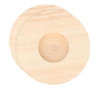 SEWACC 2pcs Round Wooden Lamp Bases for Table Lights Rubberwood DIY Lamp Stands for Bedroom Living Office Versatile Rustic Wood Base for LED and Crystal Display