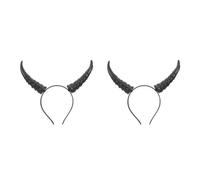 SEWACC 2pcs Scary Devil Horn Headband for Halloween with Sturdy 3d Black Ox Horns and Comfort Fit Design, for Women’s Group Costume Occasions and Theme Parks