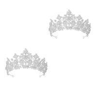 SEWACC 2pcs Silver Rhinestone Crown Headbands for Bride and Birthday Party Bling Tiara Hair Accessories for Wedding Elegant Sparkling Silver Bridal Crowns