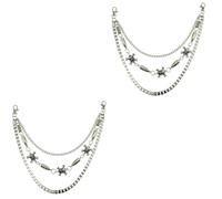 SEWACC 2pcs Silver Skull Jeans Chain Punk Hip Hop Waist Belt Accessory for Men and Women Creative Gothic Decor for Pants and Wallet Metal Link Chains