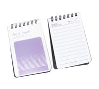 SEWACC 2Pcs Spiral Bound Pocket Notepads Mini Notebooks with Blank Pages for School Work Compact Handheld Memo Pads Purple and Green Double Coil Binding for Quick Notes and Lists