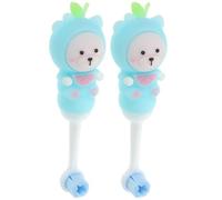 SEWACC 2pcs Toothbrushes with Soft Silicone Bristles, Bear Shape Design for Aged 0-9, Manual Toothbrushes for Gentle Cleaning and Comfortable Grip