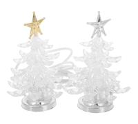 SEWACC 2pcs USB Night Light, RGB Flashing Glowing Tree Lamp, Acrylic Bedside Lamp for Christmas Decoration, 4. 33 Inch, Assorted Colors