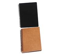 SEWACC 2Pcs Vintage Hardcover Sketchbooks Unlined Notebooks Lightweight Portable Drawing Pads for Students Home Office with Kraft Black Covers