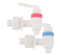 SEWACC 2Pcs Water Dispenser Replacement Faucet Push Style Spigot for Beverage Dispenser Easy Install Plastic Tap Valve with Red Blue Handles Fit for Standard Water Coolers