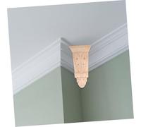 SEWACC 2pcs Wood Carved Corbels Unfinished Wooden Shelf Brackets with European Archway and Roman Column Design for Home Decor and Architectural Renovations Easy to Install Corner Flower