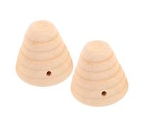 SEWACC 2pcs Wood Honeycomb Decor Unfinished Bee Hive Figurines Natural Wood Beekeeper Ornament Miniature Honeycomb Centerpiece for DIY Home and Garden Decoration