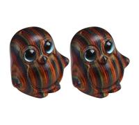 SEWACC 2pcs Wooden Penguin Keychain Charms with Blue Eyes, Rainbow Wood DIY Pendant for Car Hanging Decoration and Bag Accessories, Handcrafted Penguin Decor for Crafting