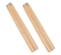 SEWACC 2pcs Wooden Spatula Handle Replacement Set with Scald-Proof Solid Wood Grip 6# Long Beech Wood Handles with 5.5mm Hole for Cooking