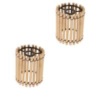 SEWACC 2pcs Woven Bamboo Lamp Shade Small Drum Style Decorative Light Cover Handmade Bamboo Woven Replacement Lamp Shade for and Easy to Install Adds Elegant Ambiance to Room