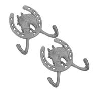 SEWACC 2pcs Wrought Wall Mounted Hooks Cast Iron Vintage Horse Head Coat Hooks Heavy Duty Durability Hanging Hats Door Bathroom