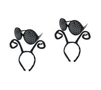 SEWACC 2sets Black Bug Antenna Headbands with Sunglasses Party Cosplay Costume Accessories for Halloween and Themed Events