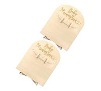 SEWACC 2sets Wooden Memorial Cards Birth Signs for Newborns Keepsake Shower Decorations Stand and Clips for Newborn Party Gender Display