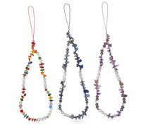 SEWACC 3 Pcs Phone Beads Strap with Stones and Artificial Pearls Phone Lanyards Wrist Straps for Lost Use Accessories