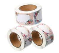 SEWACC 3 Rolls Floral Name Labels Blank Sticker Tags for Bottles Food Storage Expiration Dates Kitchen Home Restaurant Bar Use Easy Peel and Write Handwriting