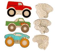SEWACC 30 Pcs Unfinished Wooden Truck Cutouts Crafts Lightweight Sturdy Wood for Painting and Decoration Handmade Monster Vehicle Ornaments for Party Favors and Home Decor