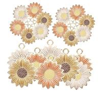 SEWACC 30pcs Sunflower Charms Jewelry DIY Keychain Pendants Flower Ornaments for Crafts Bag Accessories White Orange Yellow for Necklace Bracelet and Keychain Making