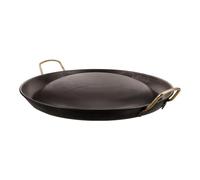 SEWACC 36cm Cast Iron Frying Pan Convex Base, 1.5cm Thick Carbon Steel Skillet for Pancakes and Stir-Frying, Sturdy Non-Coated Cooking Pan Suitable for Gas and Electric Hobs