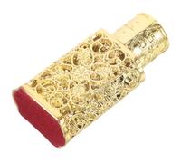 SEWACC 3ml Vintage Gold Refillable Perfume Bottle with Arabic Pattern Hollow Design, Mini Travel Essential Oil Container for DIY Fragrance Dispensing and Sample Storage