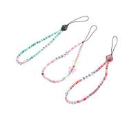 SEWACC 3Pcs Bohemian Style Phone Lanyard with Polymer Hanging Ornaments Lightweight Anti-lost Wrist Strap for Mobile Phones Cameras Keys and DIY Decor Accessories
