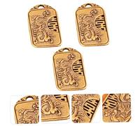 SEWACC 3pcs Brass Fengshui Pendants Dragon Phoenix Double Happiness Keychain Charms Traditional Chinese DIY Bag Hanging Decor Multipurpose Accessories