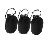 SEWACC 3pcs Camera Lens Storage Pouch with Drawstring Closure Portable Flocking DSLR Lens Case Protector Bag for Outdoor Use Includes Reinforced Clip for Secure Attachment