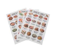 SEWACC 3pcs Diabetic Food Chart Posters Kitchen Meal Planner Pre-diabetes Grocery List Low Diet Food Guide for Healthy Breakfast Lunch Dinner Meal Plan